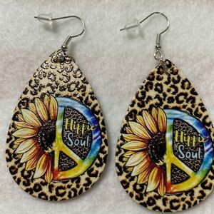 Faux Leather Teardrop Hippie Soul Earrings Print both sides (CO)
